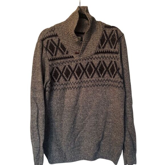 Haggar Men's Large Gray Argyle Pullover Sweater Long Sleeve Casual - Picture 1 of 7